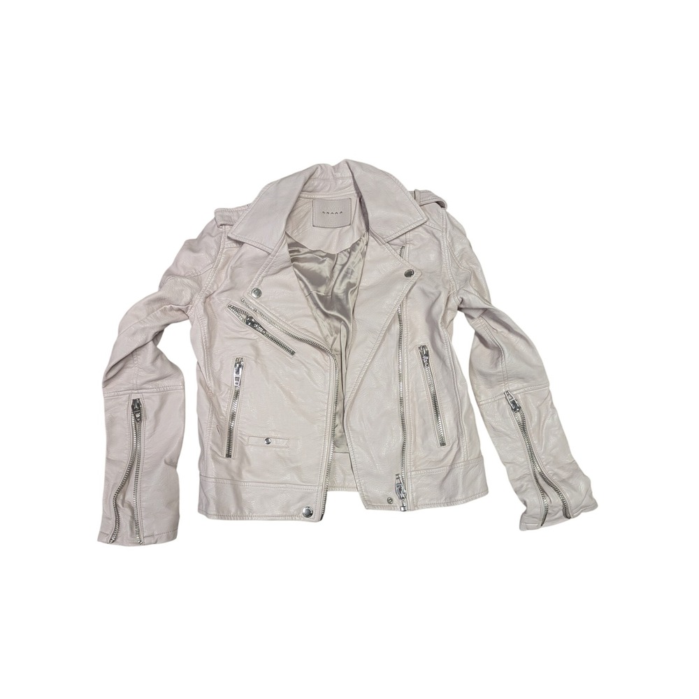 Blank NYC Moto Jacket Women's Light Pink Faux Leather Biker‎ Full Zip